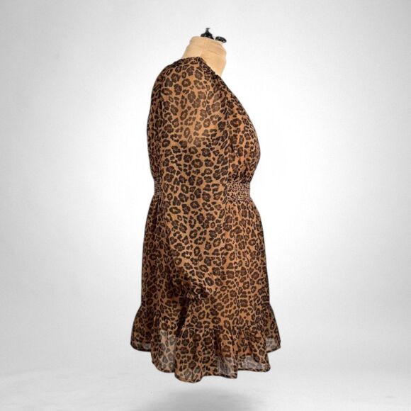 OLD NAVY Romantic Animal Print Cheetah Chiffon Mini Dress elastic waist 2X - Picture 4 of 9